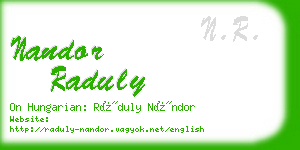 nandor raduly business card